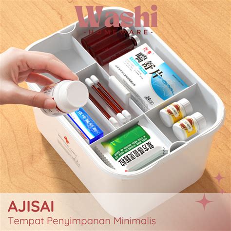 Jual WASHI AJISAI First Aid Box Wadah Simpan Obat Estetika Organiser