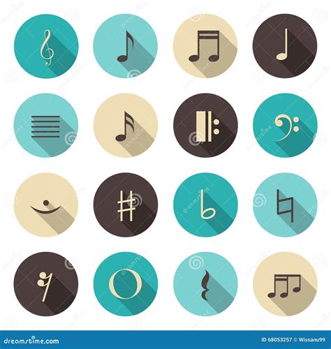 Music Notes Color Icons Set Stock Vector Illustration Of Crotchets