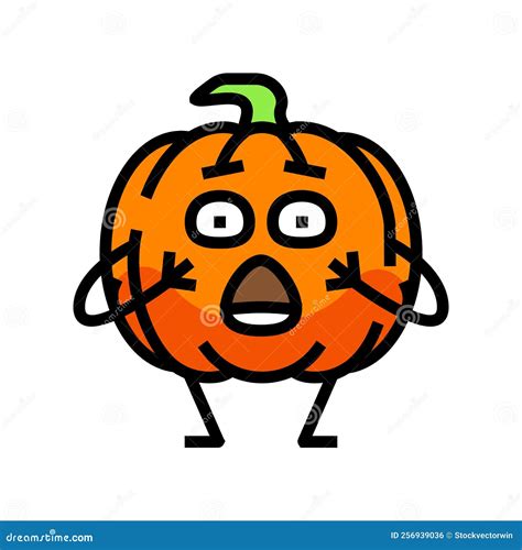 Pumpkin Vegetable Character Color Icon Vector Illustration Stock