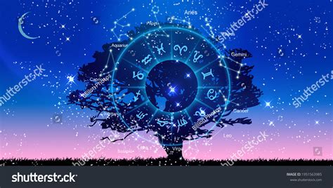 Zodiac Signs Inside Horoscope Circle Astrology Stock Photo 1951563985