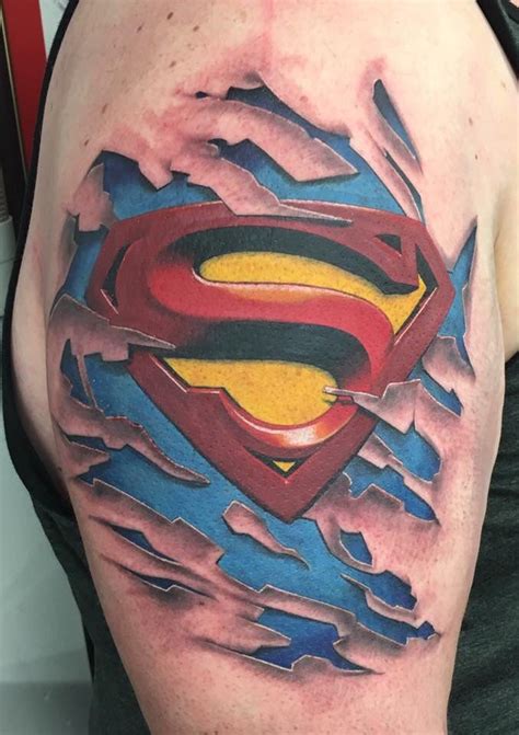 Superman Tattoo Design With Ripped Skin