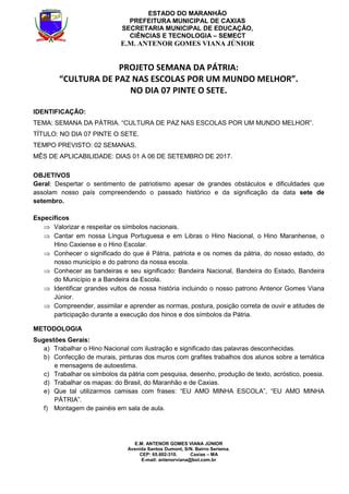 Projeto Semana Da P Tria Resumo Pdf