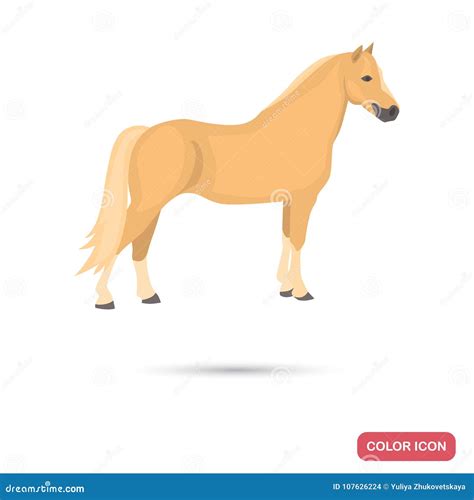 Welsh pony color flat icon stock vector. Illustration of symbol - 107626224