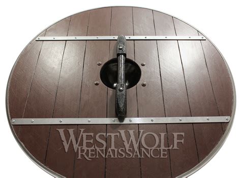 Aged Wood Viking Shield In Glacier Blue West Wolf Renaissance