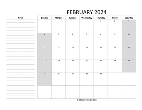 February Calendar Editable Pdf Tiffy Giacinta