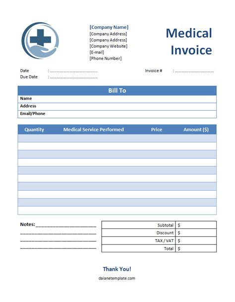 Free Printable Medical Invoice Template