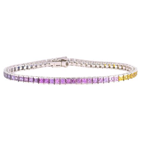 6 84 Carats Rainbow Multi Color Sapphires Set In 18k White Gold