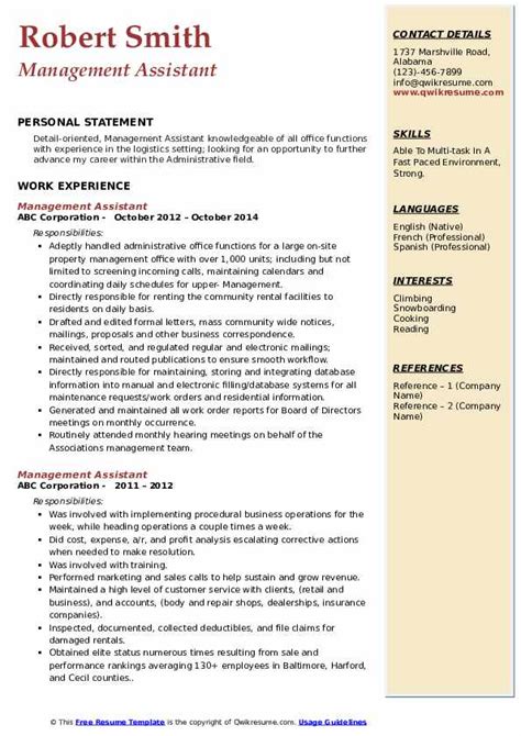 10 Management Assistant Resume Samples And Templates For 2025