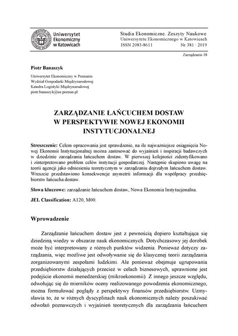 01 Opis Studia Ekonomiczne Zeszyty Naukowe Uniwersytetu