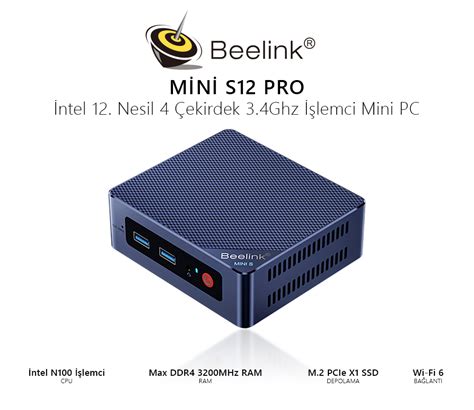 Beelink Mini S12 Pro Intel 12 Nesil N100 16gb Ddr4 500gb M 2 Ssd Wi