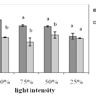 The Effect Of Light Intensity On The Photosynthetic Rate Each Value