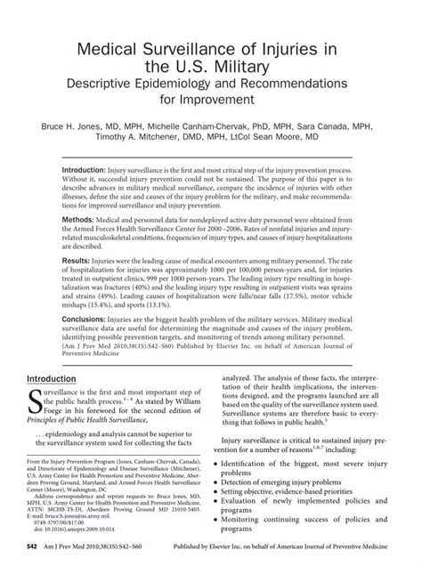 Pdf Medical Surveillance Of Injuries In The U S Military Resource