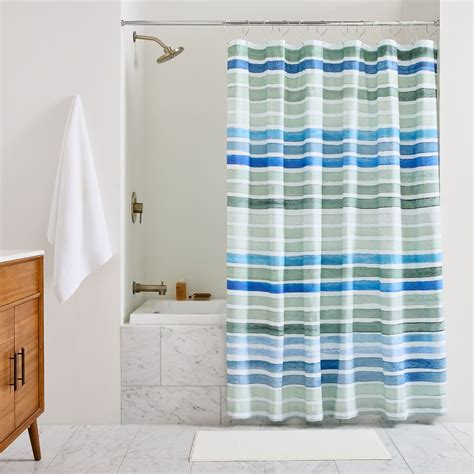 Watercolor Stripe Shower Curtain West Elm