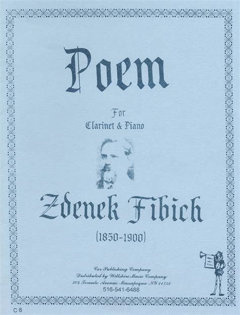 Fibich Zdeněk Poem Op 39a Arranged For Clarinet And Piano Cor