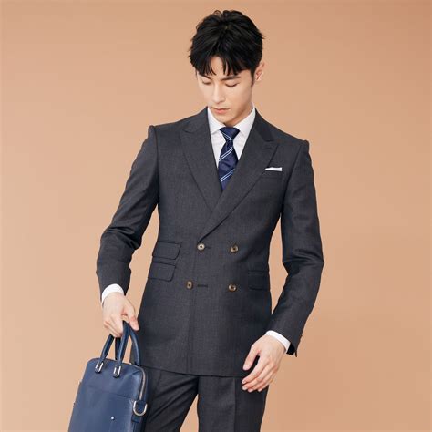 Vitale Barberis Canonico 深灰色雙排扣訂製西裝 ElegaZzle EZ西服