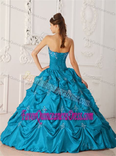 Low Price Beaded Teal Taffeta Summer Quinceanera Dresses Factory