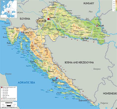 maps  croatia detailed map  croatia  english tourist map