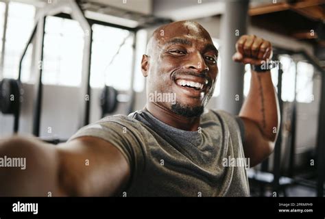 Black Man Strong And Fitness Selfie Gym And Exercise Portrait After