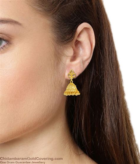 Fancy Gold Beaded Jimmiki Kammal Earring For Girls Daily Wear Ornament