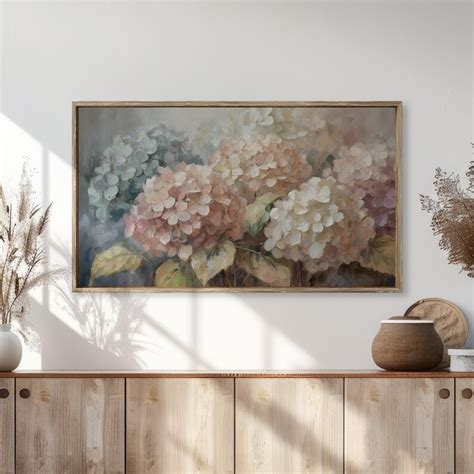 Frame Tv Art Spring Hydrangeas Floral Vintage Oil Painting Tv Art