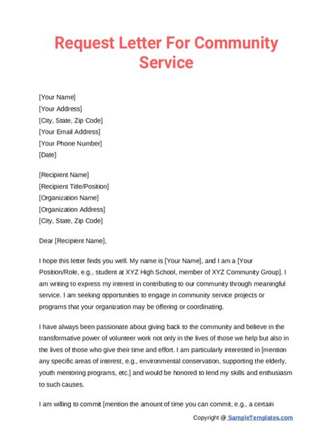 Free 29 Sample Community Service Letter Templates In Doc Template