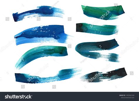 Blue Abstract Watercolor Brush Strokes Stock Illustration 1453565183