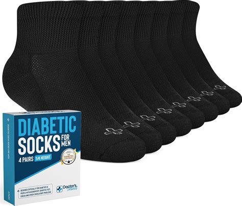 Doctors Select Mens Diabetic Socks 4 Pairs Black Neuropathy Socks For Men Diabetes