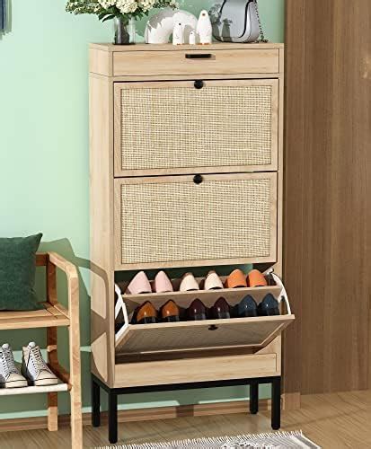 Amazon Brafab Freestanding Shoe Cabinet With Flip Drawers