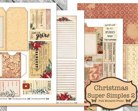 Christmas Super Simples 2 Junk Journal Kit Junk Journal Etsy