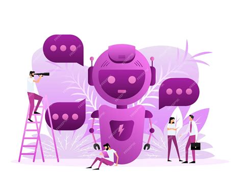 Концепция иконки чат-бота чат-бот или чат-бот персонажи в плоском стиле ...