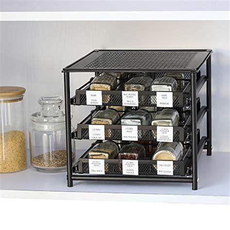 Nex Spice Rack Organizer For Cabinet 3 Tier 18 Bottle Spice Drawer Storage For Kitchen Pantry