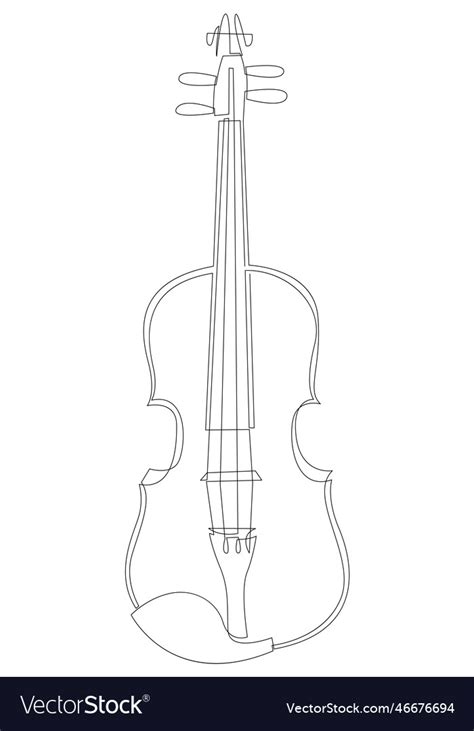 Violin Continuous Line Drawing Minimalist Design Vector Image