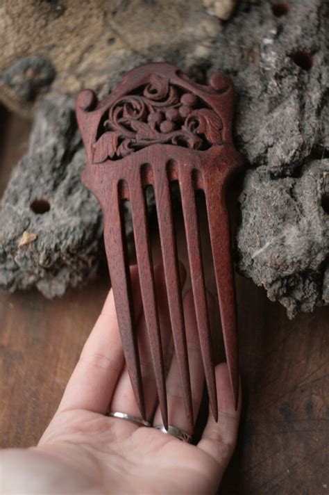 Bois sculpté large haircomb épingle à cheveux en noyer Etsy France