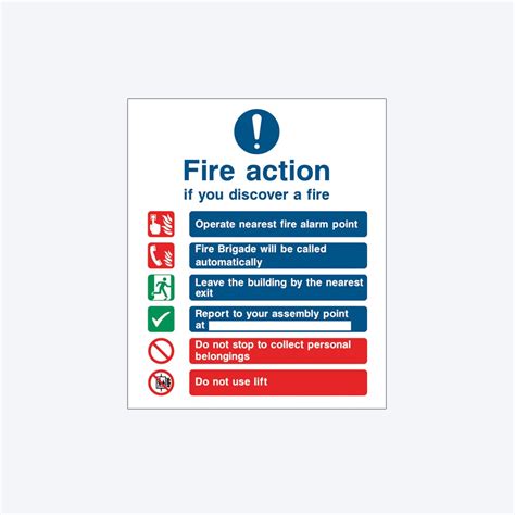 Fire Action Sign 03 250mm X 300mm Elite Sign Solutions