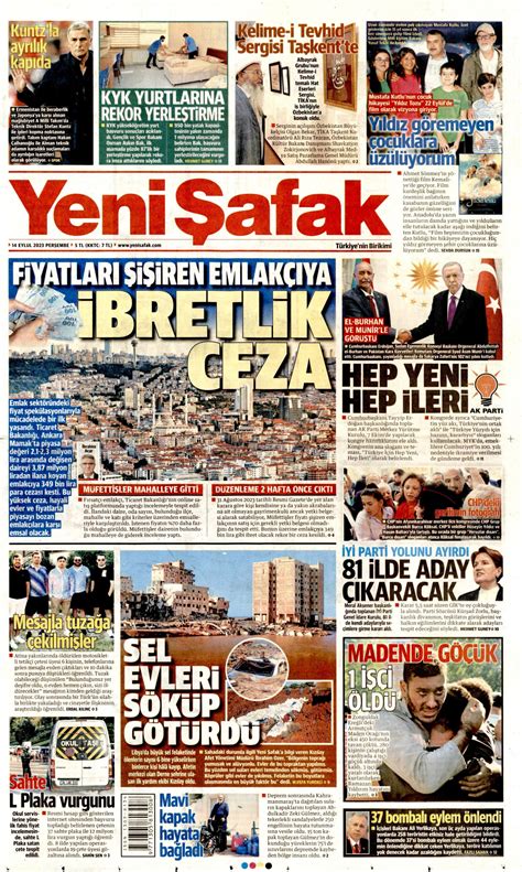 Yeni Şafak Gazetesi Yeni Şafak Manşet Oku Haberler 14 Eylül 2023