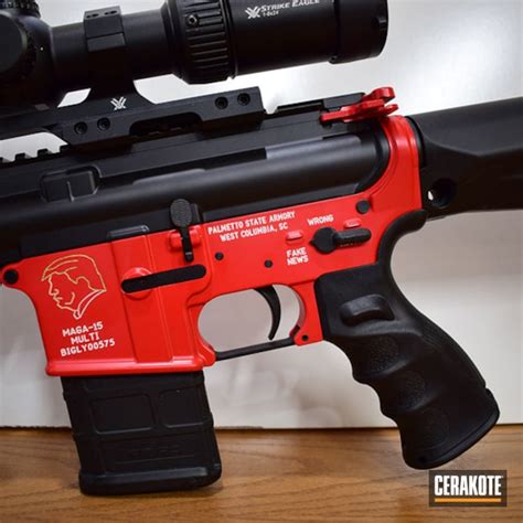 Custom Built AR-15 done in USMC Red and Gen II Graphite Black | Cerakote