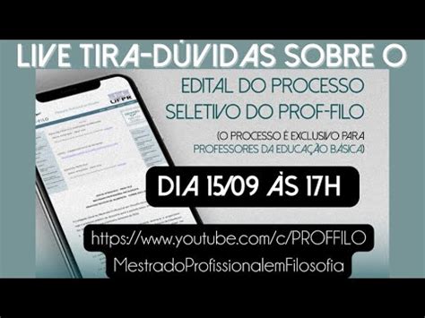 Live Tira D Vidas Sobre O Processo Seletivo Do Prof Filo Youtube