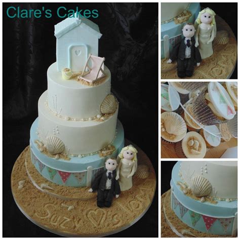 Beach Themed Wedding Cake With Matching Cupcakes Cakecentral