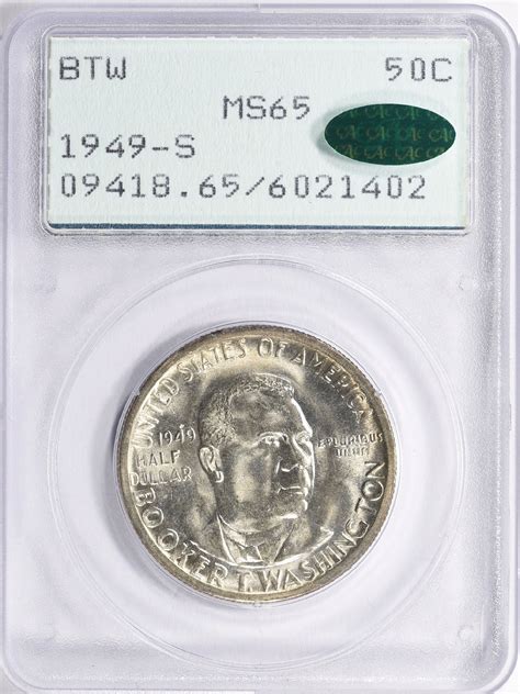 1949 S Booker T Washington Memorial Half Dollar PCGS MS 65 CAC Green