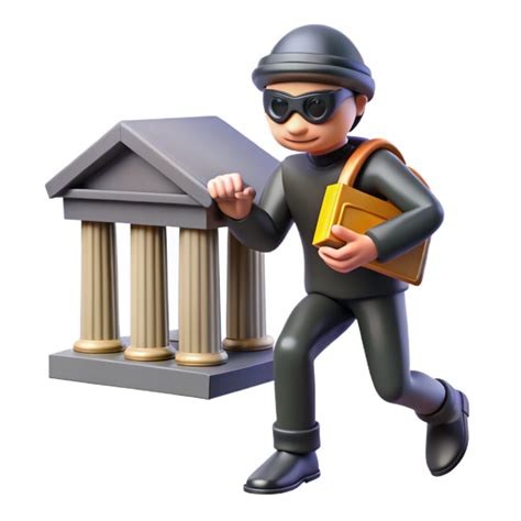 3d Illustration Thief Running From Bank 56262523 Png