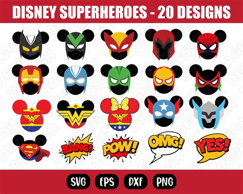 Mickey And Minnie Superhero Svg Mickey And Minnie Head Etsy