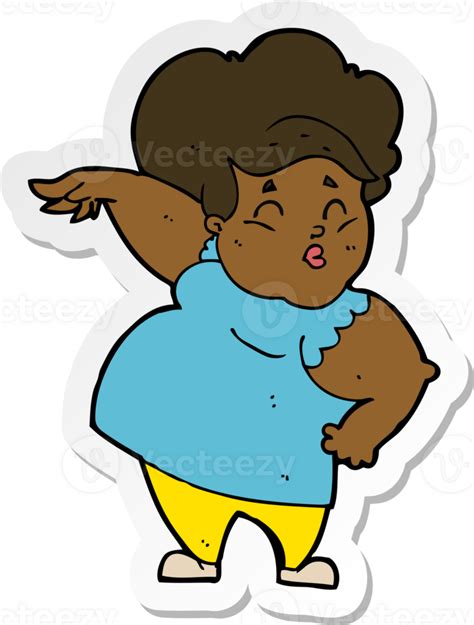 Sticker Of A Cartoon Happy Overweight Lady Png