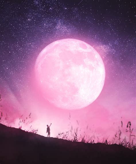 Moon Wallpaper 4K, Dream, Surreal, Stars in sky