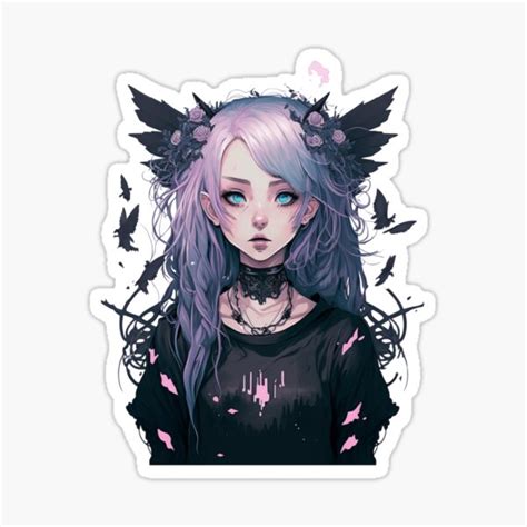 Anime Pastel Goth Woman Sticker For Sale By Okifast Redbubble