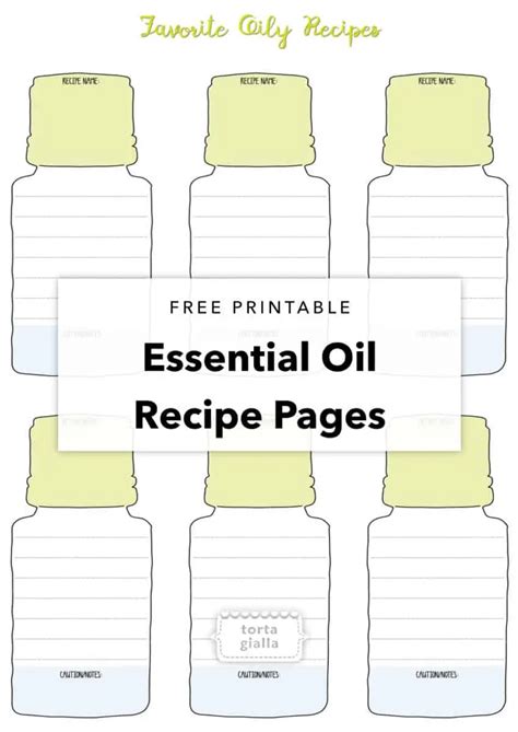 Free Printable - Essential Oil Recipe Pages - tortagialla