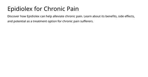 Epidiolex for Chronic Pain – meds.is