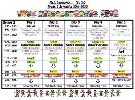 Classroom Schedule Mrs Economous Grade 2 Class Website