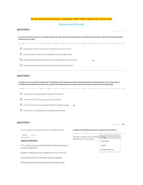 ATI RN ADULT MEDICAL SURGICAL PROCTORED EXAM 2023 2024 VERSION NGN