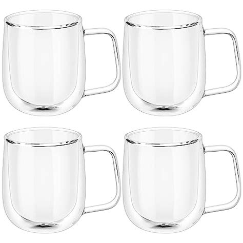 Vicloon Lot de 4 Double Paroi Verre à Café Tasses en Verre Borosilicate