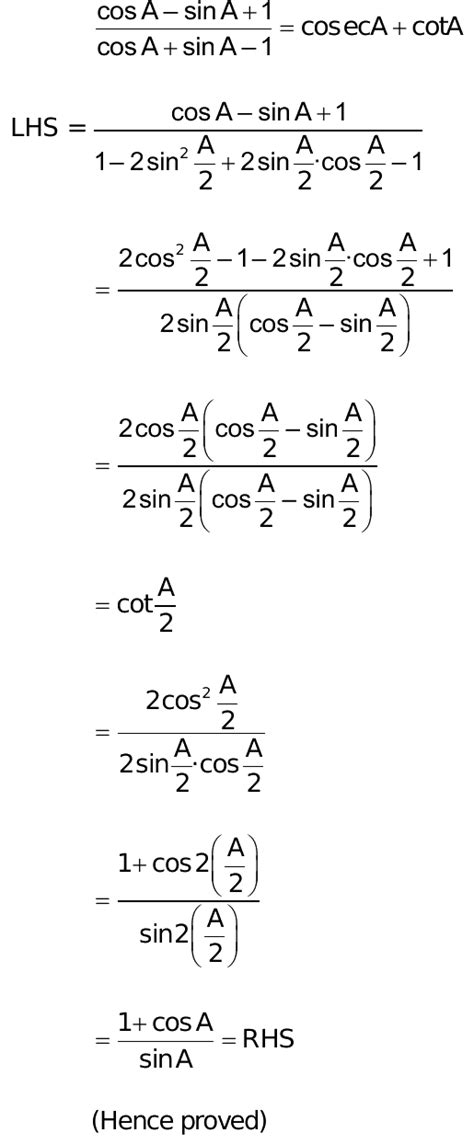 31 CosA SinA 1cosA SinA 1 CosecA CotA